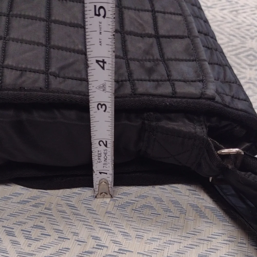 Lug Quilted Black Messenger Bag Crossbody
